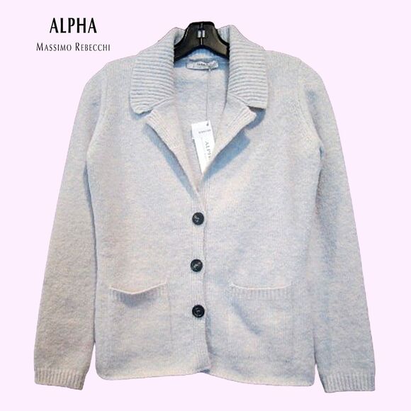 ALPHA MASSIMO REBECCHI NEW Italian Mohair Cardigan Sweater 40/S - Picture 1 of 12